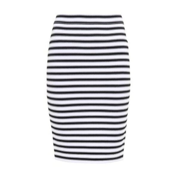5/$100 SALE - A.L.C Marilyn Black White Yellow Striped Knit Pencil Skirt - Picture 3 of 9